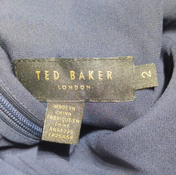 Ted Baker London Sz 2 Rowyn Blue Floral Ruffle Blouse - Picture 5 of 7